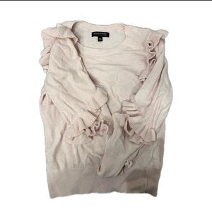 Banana Republic pink Italian wool sweater with ruffle sleeves size XS
